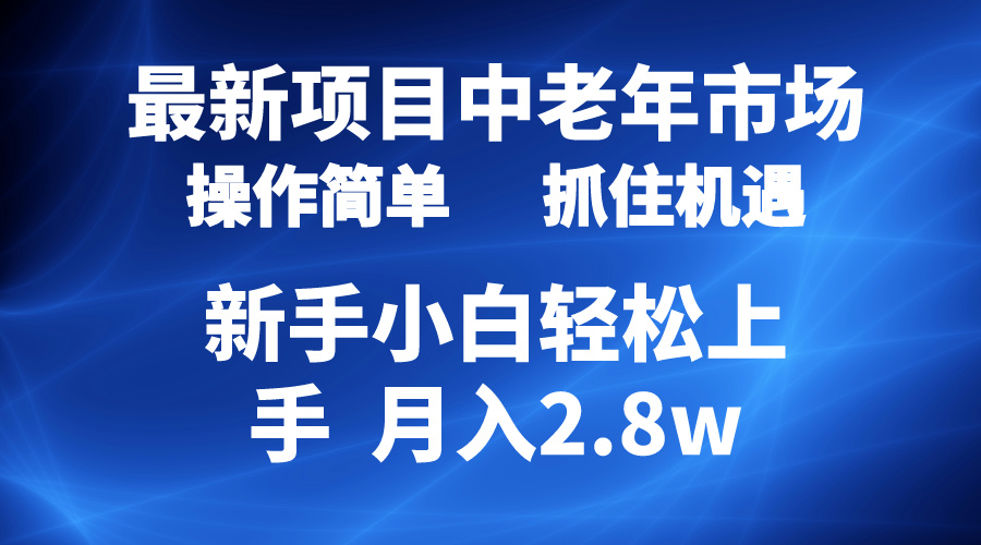 2024年中老年市场新项目，简单起号，7条作品涨粉超4000+，单月变现2.8w-网赚项目资源库