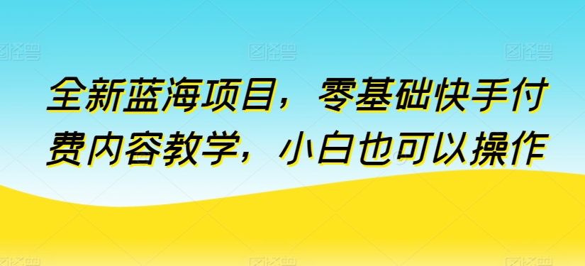 零基础入门快手付费内容教学,全新蓝海项目等你来探索-网赚项目资源库