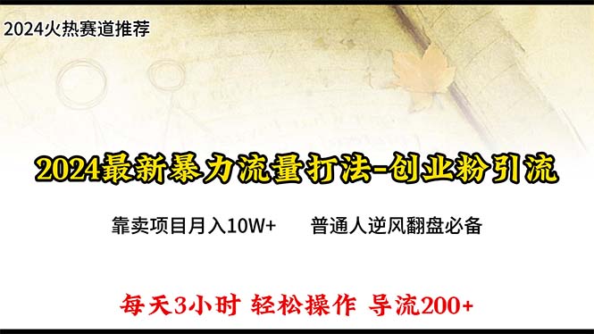 2024年暴力流量引流技巧，每日300+访客，月入10万+项目销售-网赚项目资源库