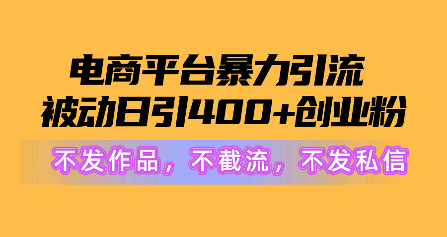 电商平台暴力引流：被动日引400+创业粉，不发作品、不截流、不发私信-网赚项目资源库