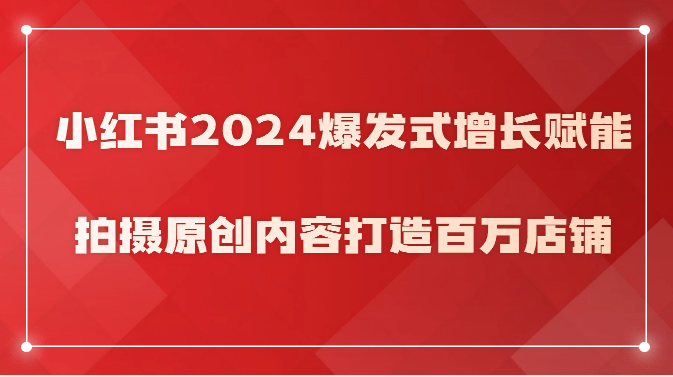 小红书2024年爆发式增长，原创内容助力百万店铺打造-网赚项目资源库