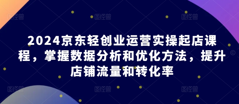 2024京东轻创业运营实操起店课程：掌握数据分析与优化技巧，提升店铺流量和转化率-网赚项目资源库