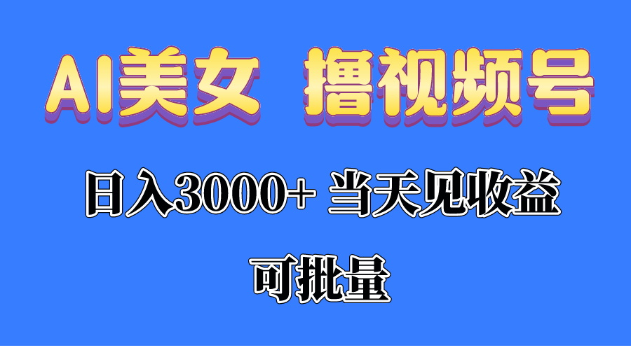 AI美女视频号收益日入3000+，快速变现，批量操作！-网赚项目资源库
