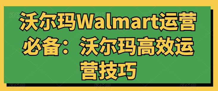 沃尔玛高效运营技巧：Walmart运营必备指南-网赚项目资源库