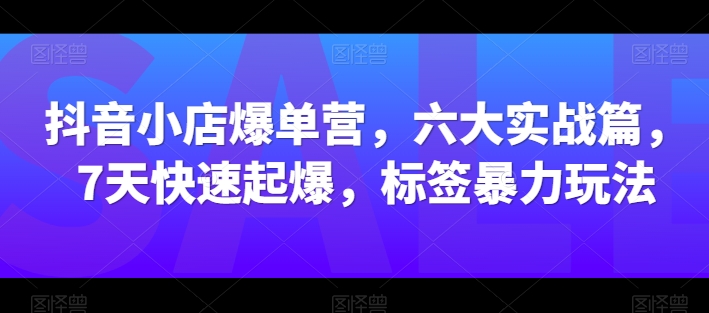 抖音小店爆单攻略：六大实战技巧，7天快速起量，标签高效运营-网赚项目资源库