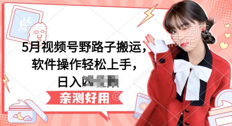 5月视频号高效搬运技巧，软件操作轻松掌握，日入三位数-网赚项目资源库