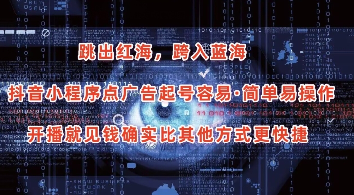 抖音小程序点广告项目：轻松起号，操作简便，开播即享收益-网赚项目资源库