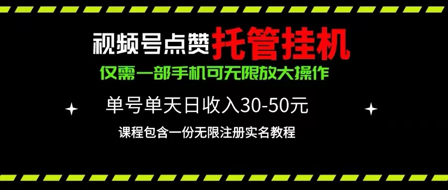 视频号点赞托管挂机，单号日收益30~50元，手机操作轻松实现（含无限放大技巧）-网赚项目资源库