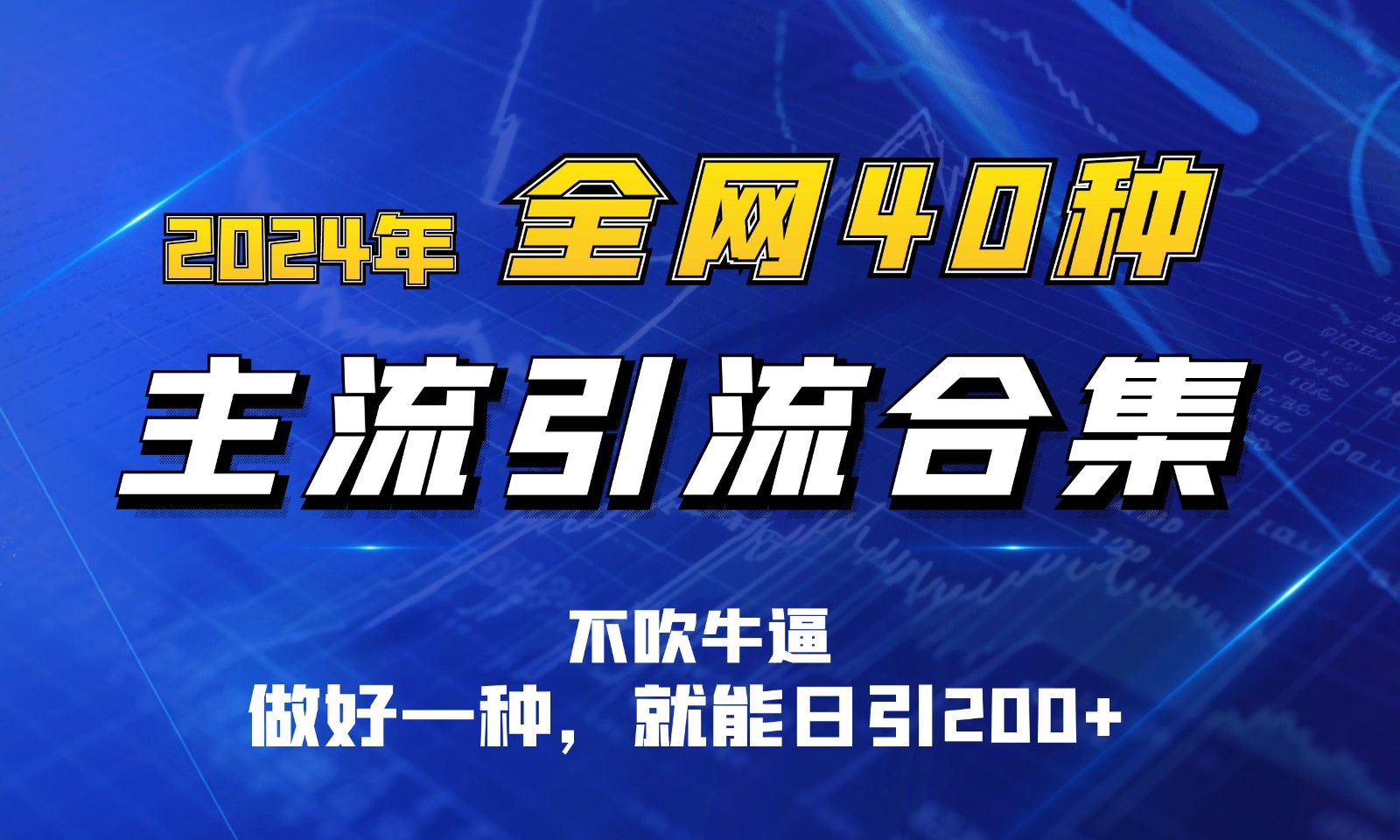 2024年全网40种高效引流技巧，掌握一种即可日引100+-网赚项目资源库