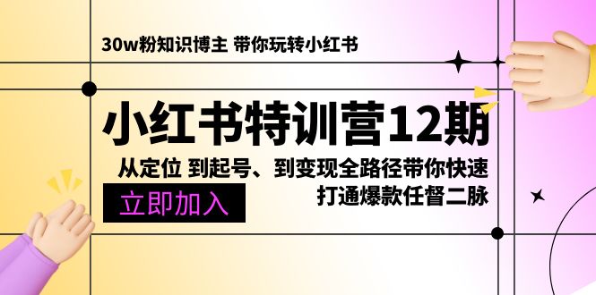 小红书特训营12期：揭秘爆款起号与变现全攻略-网赚项目资源库