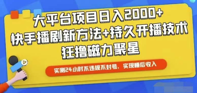 快手24小时无人直播，实现睡后收益-网赚项目资源库