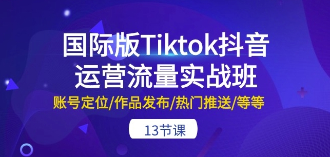 国际版Tiktok抖音运营流量实战班：13节课程详解账号定位、作品发布与热门推送技巧-网赚项目资源库