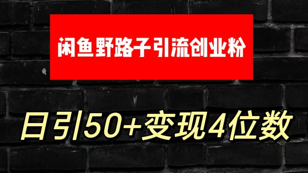 大眼闲鱼野路子引流创业粉,日引50+单,四位数变现-网赚项目资源库