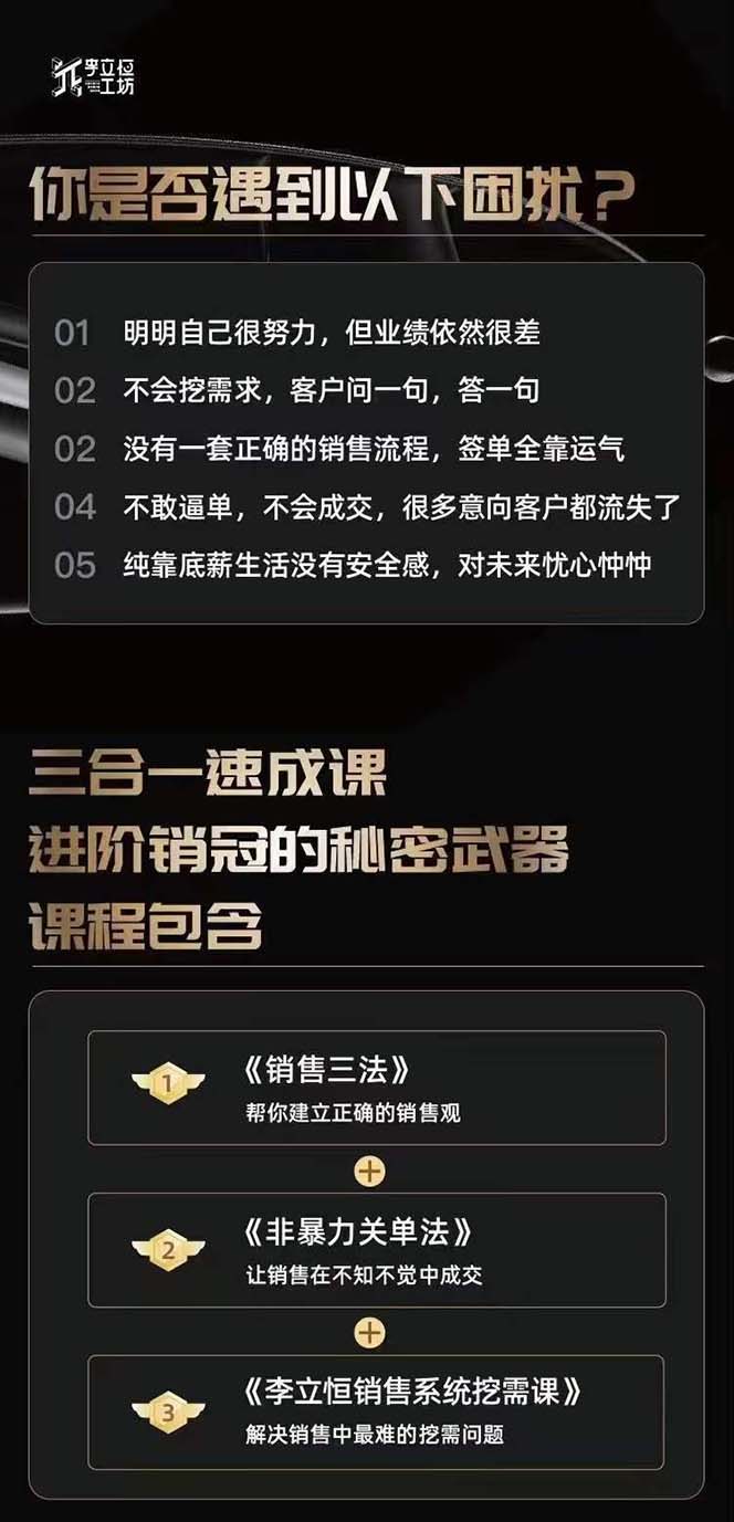 从小新手到销冠 三合一速成：销售3法+非暴力关单法+销售系统挖需课 (27节 