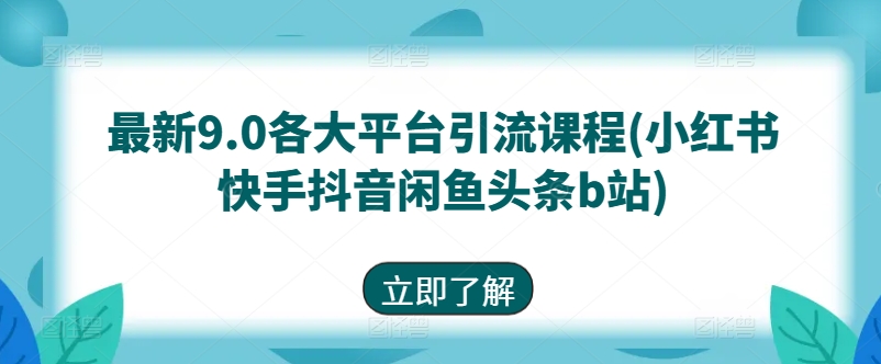最新9.0平台引流课程大全(小红书快手抖音闲鱼头条b站)-网赚项目资源库