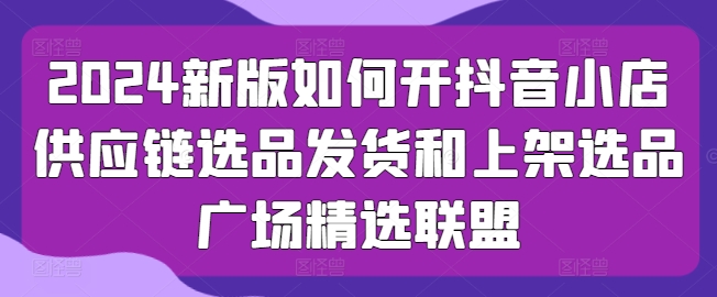 2024年抖音小店运营指南：供应链管理、选品策略、发货流程及上架技巧-网赚项目资源库