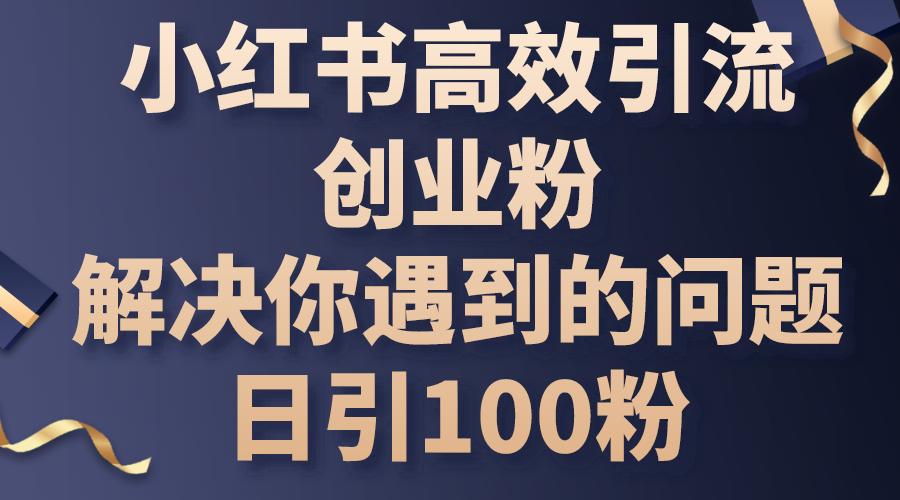 小红书高效引流创业粉，日引100粉丝秘籍-网赚项目资源库