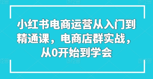 小红书电商运营实战课程：零基础到精通，店群实操技巧全解析-网赚项目资源库