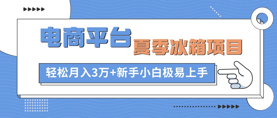 电商平台夏季冰箱项目，新手小白轻松月入3万+-网赚项目资源库