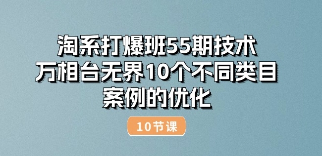 淘系打爆班55期技术：万相台无界10个不同类目案例优化（共10节）-网赚项目资源库