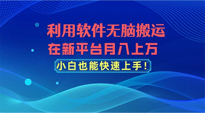新平台月入上万：无脑搬运软件，小白也能快速上手-网赚项目资源库