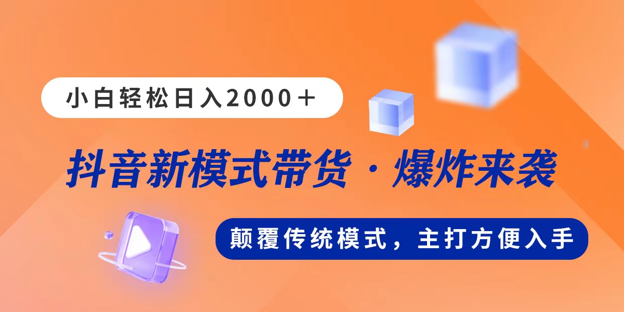 直播带货新模式，日入2000元，无需出镜露脸，新手轻松上手-网赚项目资源库