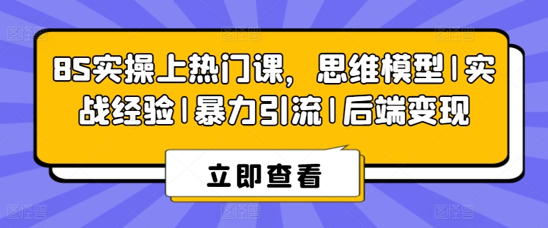 8S实操课程火爆，思维模型、实战经验、引流技巧、后端变现-网赚项目资源库