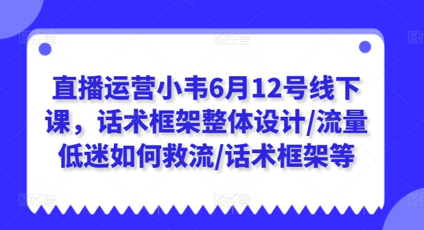 直播运营小韦6月12号结束课程，话术框架设计及流量低迷应对策略-网赚项目资源库