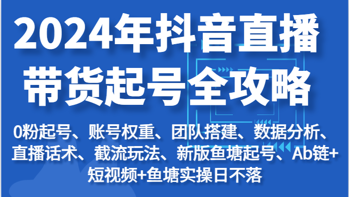 2024年抖音直播带货起号全攻略：起号、权重提升、团队管理、数据分析、话术技巧及流量截流-网赚项目资源库