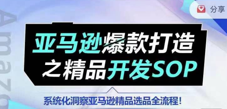 【亚马逊爆款打造】精品开发SOP：系统化洞察亚马逊选品全流程-网赚项目资源库