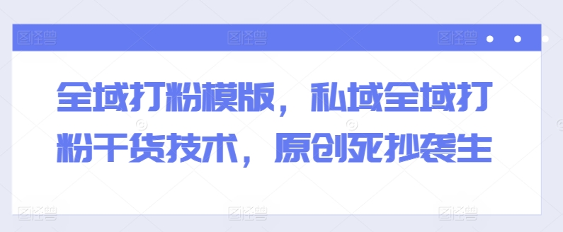 全域打粉模板：私域全域打粉技巧与原创内容制作指南-网赚项目资源库