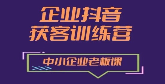抖音营销获客增长训练营：中小企业老板必修课程-网赚项目资源库