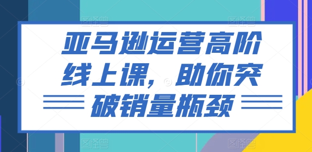 亚马逊运营高阶线上课程，助力销量突破瓶颈-网赚项目资源库