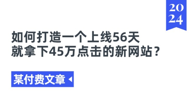 《如何迅速打造一个45万点击的新网站？》-网赚项目资源库