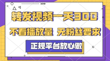 揭秘：转发视频一天3张+，正规平台放心做，不关注播放量和粉丝量，任务几分钟完成-网赚项目资源库