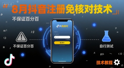 8月抖音注册免核验技术，自测成功率非百分百保证-网赚项目资源库