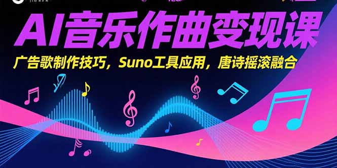 AI音乐作曲变现课程：广告歌制作技巧、Suno工具应用及唐诗摇滚融合-网赚项目资源库