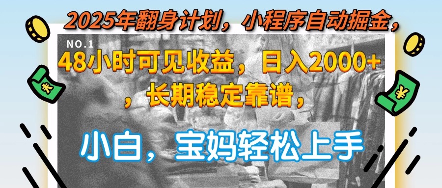 2025年小程序自动盈利计划：48小时内实现日入2000+，长期稳定收益-网赚项目资源库