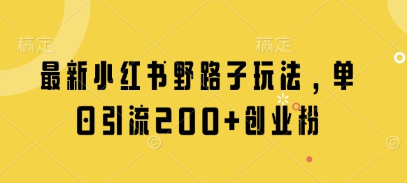 小红书最新野路子引流技巧，单日吸引200+创业粉丝-网赚项目资源库