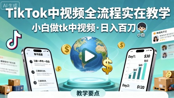TikTok视频制作全流程教学：新手快速掌握，日入百元技巧分享-网赚项目资源库