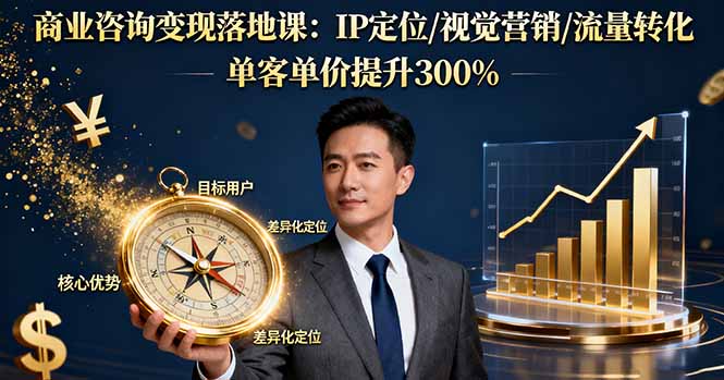 商业咨询变现实战课：IP定位、视觉营销与流量转化，单客单价提升300%-网赚项目资源库