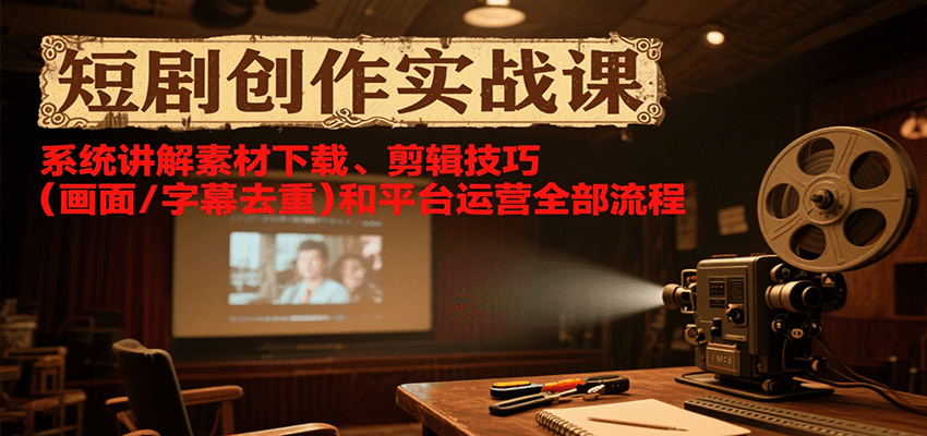 短剧创作实战课程:系统学习素材下载、剪辑技巧及平台运营全流程-网赚项目资源库