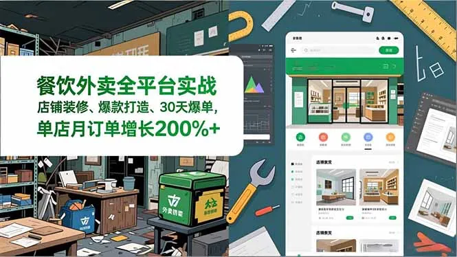 餐饮外卖全平台运营指南：店铺装修、爆款打造、30天爆单，实战教学，单店月订单增长200%+-网赚项目资源库