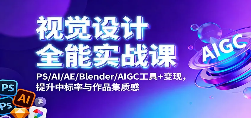 视觉设计全能实战课程:掌握PS/AI/AE/Blender/AIGC工具,提升中标率与作品集质感-网赚项目资源库