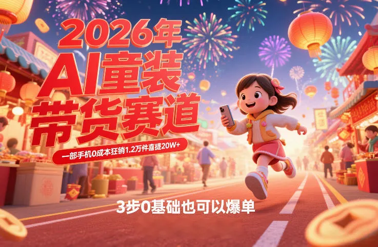 AI童装新春带货，一部手机0成本狂销1.2万件，3步0基础爆单-网赚项目资源库