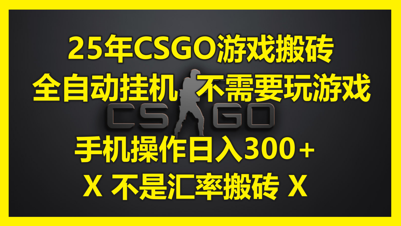 25年CSGO游戏搬砖，全自动挂机日入300+，手机操作无需玩游戏。-网赚项目资源库