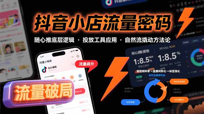 抖音小店流量提升策略：随心推底层逻辑与投放工具应用，自然流量增长核心方法论-网赚项目资源库