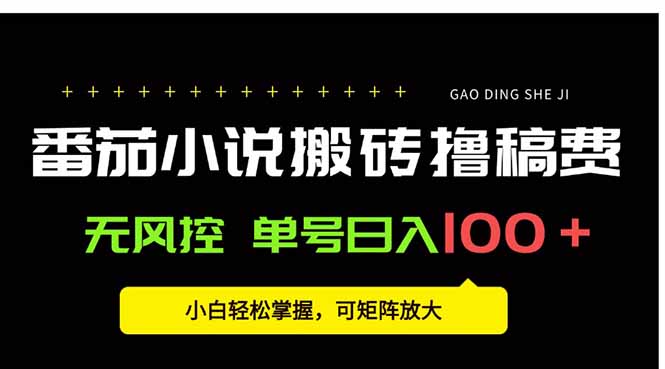 番茄小说创作人日赚100+，无风控单号轻松掌握-网赚项目资源库