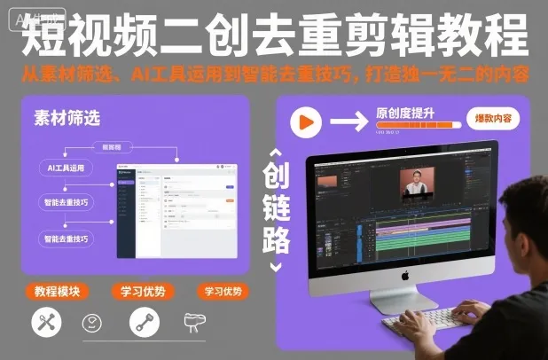 短视频二创去重剪辑教程：AI工具运用与智能去重技巧，打造独特内容-网赚项目资源库