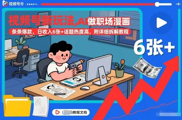 AI职场漫画视频号新玩法,日入6张+高话题热度教程揭秘-网赚项目资源库